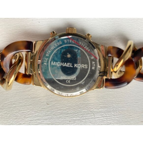 MICHAEL KORS LADIES MK4222 RUNWAY YELLOW GOLD STEEL CHAIN BRACELET WATCH-WORKS! - Picture 9 of 10